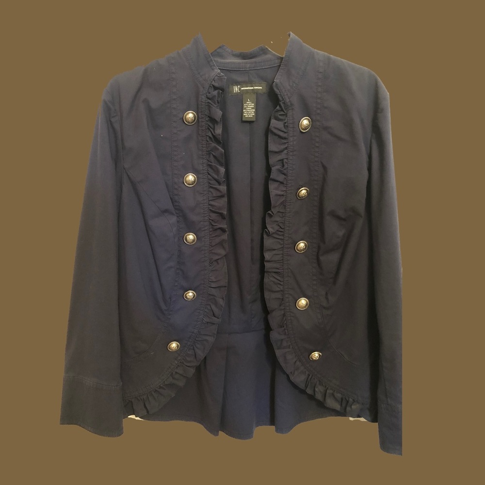Gold Button Black Frill Jacket